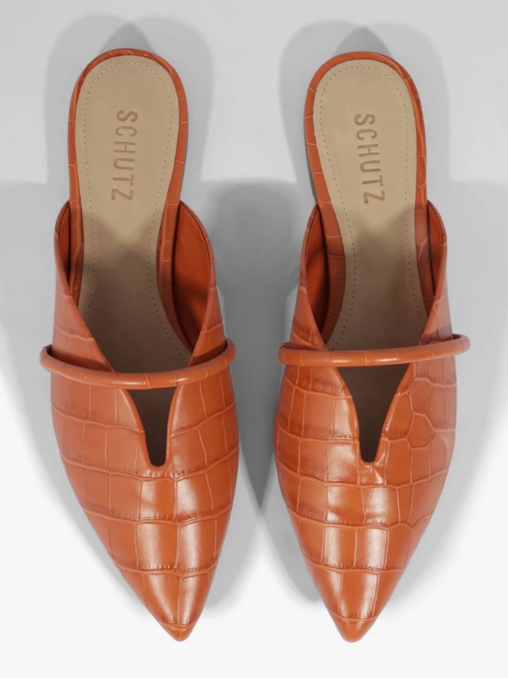 Schutz Amuya Flat Mule Pointed-Toe Mules Orange US 8 New